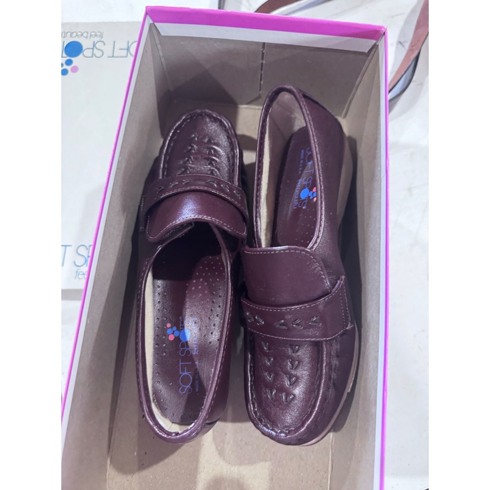 Soft Spots Venus Wine Burgundy Leather Loafers Shoes 5 W 2189 Made in USA